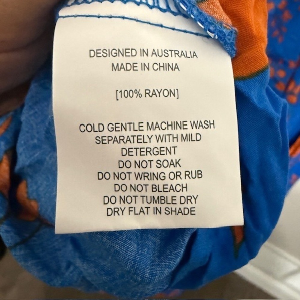 Anthro Abel the Label Boho Floral Smocked Maxi Dress Blue Orange Tiered - Picture 6 of 8